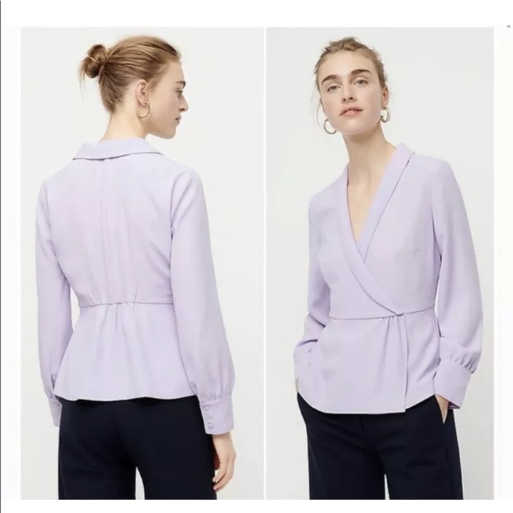 J. Crew Lilac Purple Drapey Faux-Wrap Top Crepe